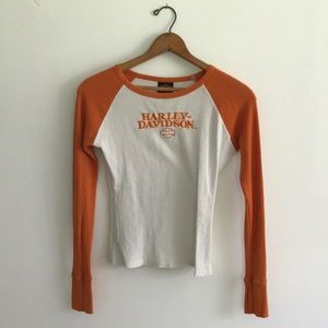 5 for 25 Harley Davidson Orange White Long Sleeve Ribbed Shirt